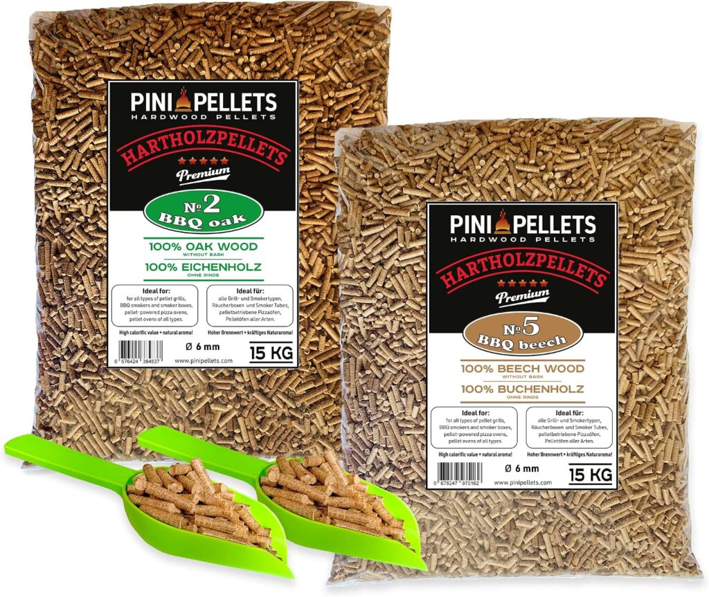 Avis PINI Granulés de bois dur chêne + hêtre 15 kg : le combustible polyvalent pour tous vos appareils de cuisson