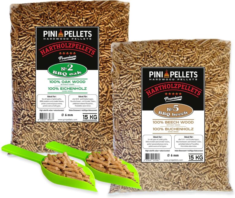 Avis PINI Granulés de bois dur chêne + hêtre 15 kg : le combustible polyvalent pour tous vos appareils de cuisson